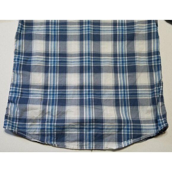 Buckle Black Long Sleeve Pyramid Snap Blue Plaid Slim Fit Shirt Men's Size Small - Picture 13 of 13